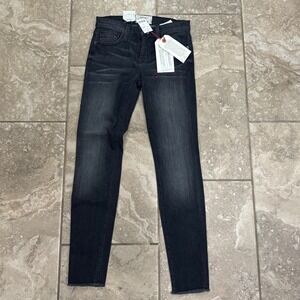 Current/Elliott The Stiletto Hawke Raw Hem Skinny Jeans Faded Black Sz 25